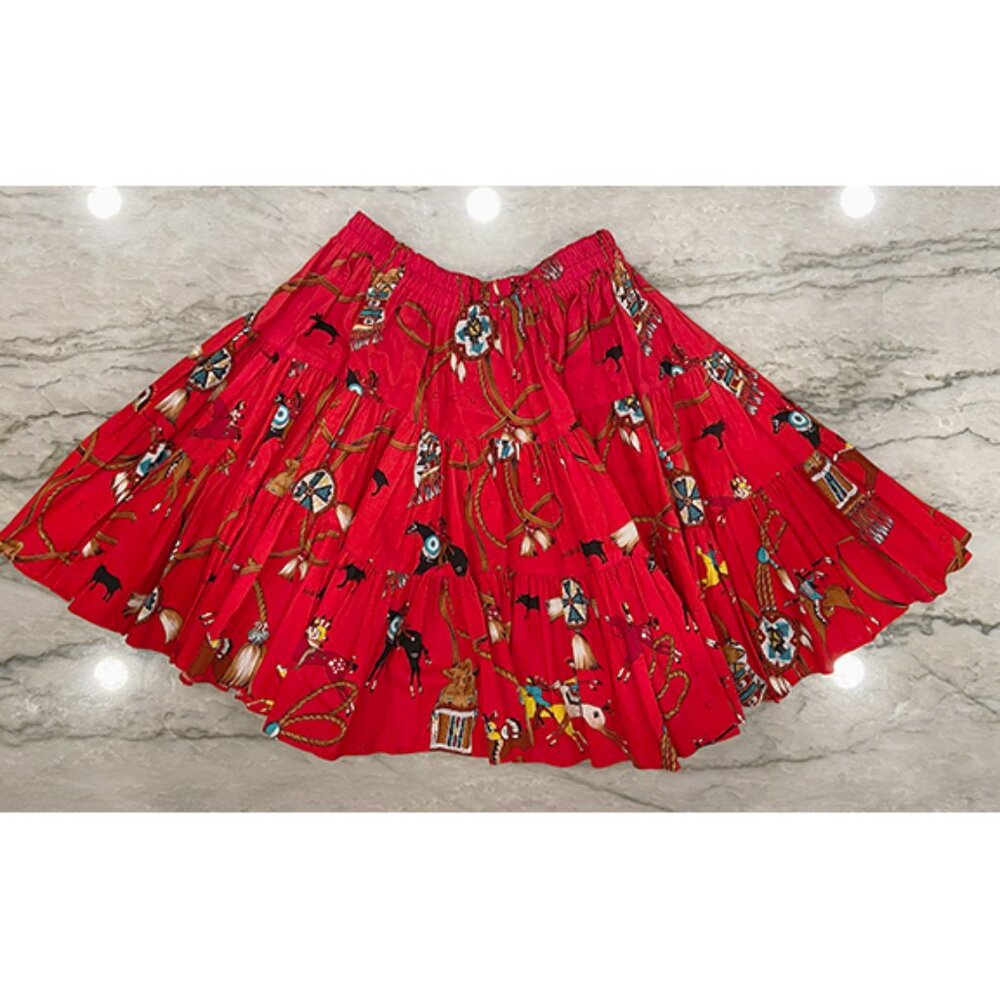 Custom made Cowboy and Indian print, circle skirt. Size S-M